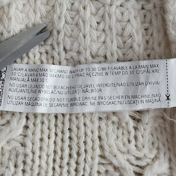 Zara Man Cable Knit Sweater Men's Large Crewneck Striped Wool Alpaca Blend - Picture 13 of 16